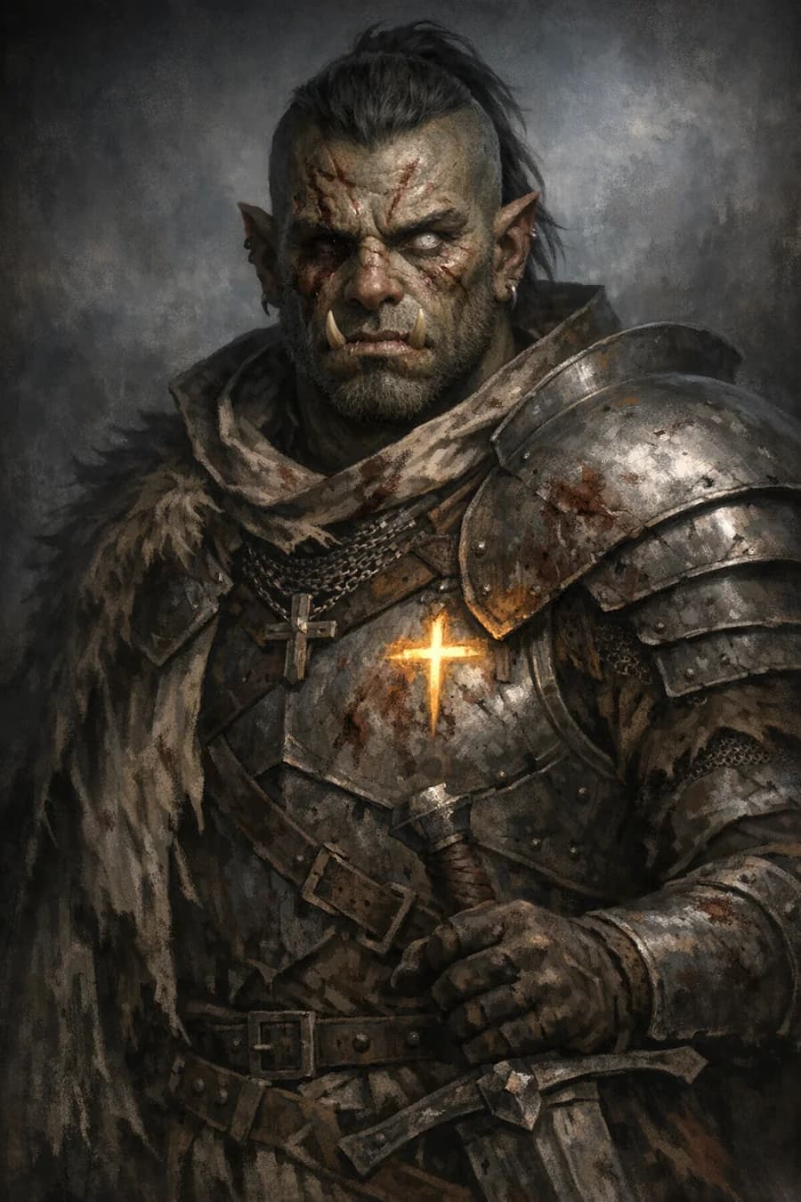 Half-orc warrior portrait